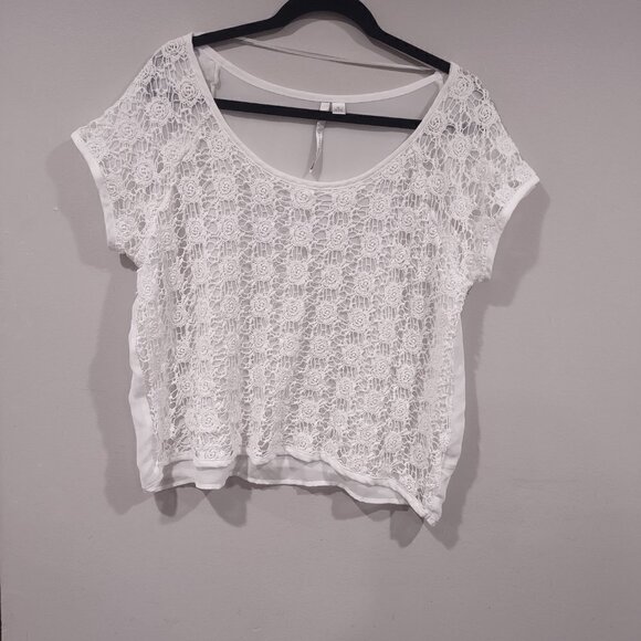 Lauren Conrad White Lace Top Size XL - 3FOR$25 - - Picture 1 of 3